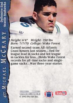 1993 Pro Set #417 Michael McCrary Back