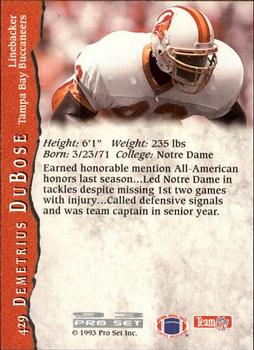 1993 Pro Set #429 Demetrius DuBose Back