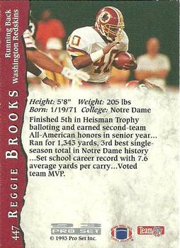 1993 Pro Set #447 Reggie Brooks Back