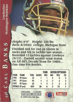 1993 Pro Set #448 Carl Banks Back