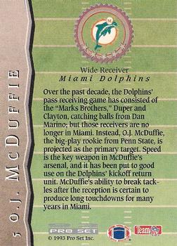 1993 Pro Set - All-Rookies #5 O.J. McDuffie Back