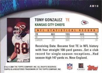 2001 Topps - Own the Game #AW10 Tony Gonzalez Back