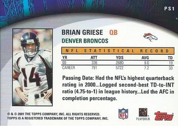 2001 Topps - Own the Game #PS1 Brian Griese Back