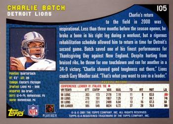 2001 Topps - Topps Collection #105 Charlie Batch Back
