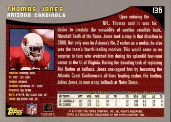 2001 Topps - Topps Collection #135 Thomas Jones Back