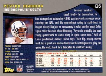 2001 Topps - Topps Collection #136 Peyton Manning Back