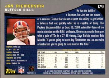 2001 Topps - Topps Collection #179 Jay Riemersma Back