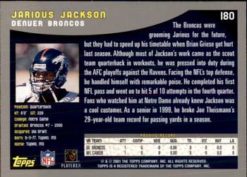 2001 Topps - Topps Collection #180 Jarious Jackson Back