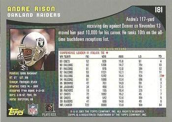 2001 Topps - Topps Collection #181 Andre Rison Back