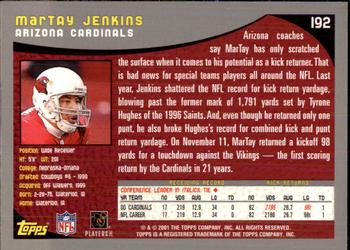 2001 Topps - Topps Collection #192 MarTay Jenkins Back