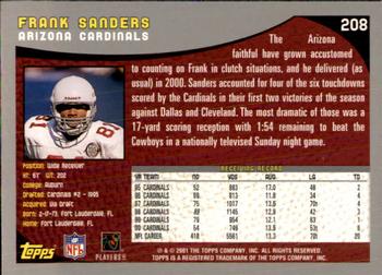 2001 Topps - Topps Collection #208 Frank Sanders Back