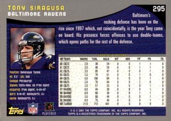 2001 Topps - Topps Collection #295 Tony Siragusa Back