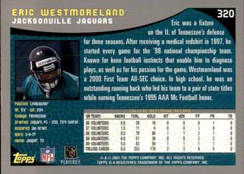 2001 Topps - Topps Collection #320 Eric Westmoreland Back