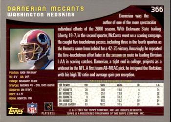 2001 Topps - Topps Collection #366 Darnerien McCants Back