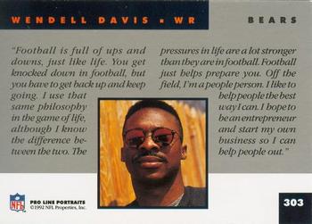 1992 Pro Line Portraits #303 Wendell Davis Back