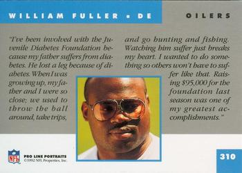 1992 Pro Line Portraits #310 William Fuller Back