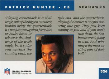 1992 Pro Line Portraits #326 Patrick Hunter Back