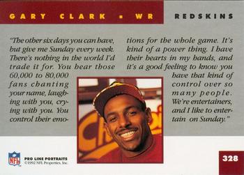 1992 Pro Line Portraits #328 Gary Clark Back