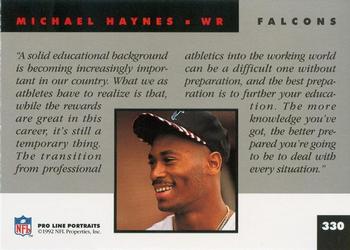1992 Pro Line Portraits #330 Michael Haynes Back