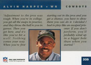 1992 Pro Line Portraits #335 Alvin Harper Back