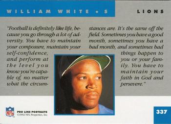 1992 Pro Line Portraits #337 William White Back