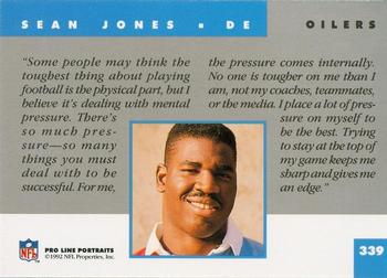 1992 Pro Line Portraits #339 Sean Jones Back