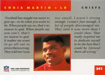1992 Pro Line Portraits #341 Chris Martin Back
