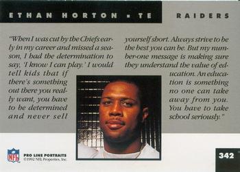1992 Pro Line Portraits #342 Ethan Horton Back