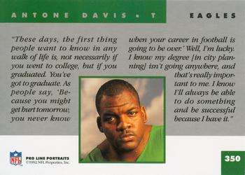 1992 Pro Line Portraits #350 Antone Davis Back