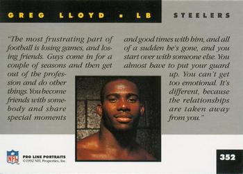 1992 Pro Line Portraits #352 Greg Lloyd Back