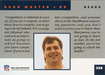 1992 Pro Line Portraits #358 Brad Muster Back