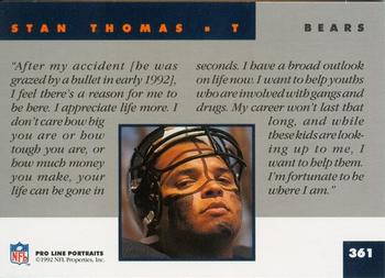 1992 Pro Line Portraits #361 Stan Thomas Back