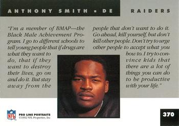1992 Pro Line Portraits #370 Anthony Smith  Back