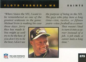 1992 Pro Line Portraits #375 Floyd Turner Back