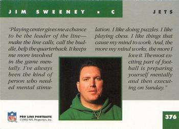 1992 Pro Line Portraits #376 Jim Sweeney Back