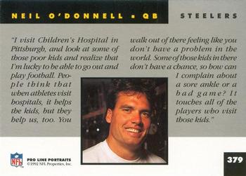1992 Pro Line Portraits #379 Neil O'Donnell Back
