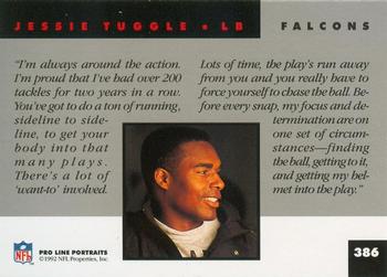 1992 Pro Line Portraits #386 Jessie Tuggle Back