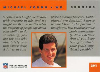 1992 Pro Line Portraits #391 Michael Young Back