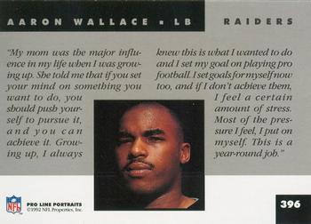 1992 Pro Line Portraits #396 Aaron Wallace Back