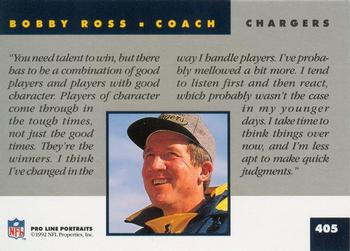 1992 Pro Line Portraits #405 Bobby Ross  Back