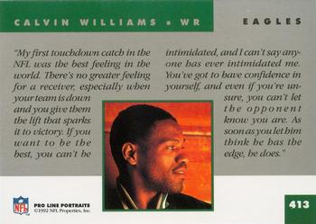 1992 Pro Line Portraits #413 Calvin Williams Back