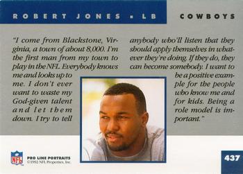 1992 Pro Line Portraits #437 Robert Jones  Back