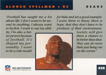1992 Pro Line Portraits #450 Alonzo Spellman  Back
