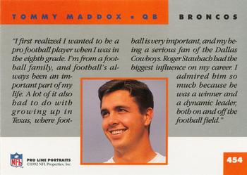 1992 Pro Line Portraits #454 Tommy Maddox  Back