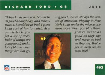 1992 Pro Line Portraits #462 Richard Todd  Back