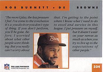 1992 Pro Line Portraits #334 Rob Burnett Back