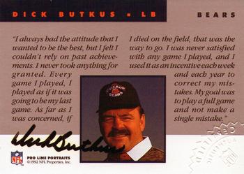 1992 Pro Line Portraits - Autographs #NNO Dick Butkus Back