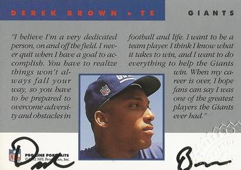 1992 Pro Line Portraits - Autographs #NNO Derek Brown Back