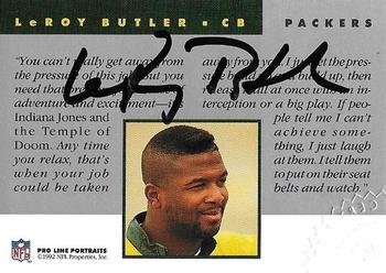 1992 Pro Line Portraits - Autographs #NNO LeRoy Butler Back