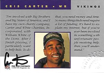 1992 Pro Line Portraits - Autographs #NNO Cris Carter Back